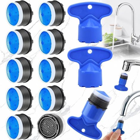 18.5mm Aérateur de Robinet 10 Pièces avec 2 clés Filtre de Robinet Aérateur de Robinet Protection contre les Eclaboussures Aérateur à Economie d'eau pour Robinet de Cuisine et de Salle de Bain (1/5)