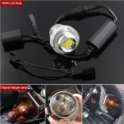 2 feux de position LED Angel Eyes, 160 W, 6000 K, aluminium, pour BMW Série 5 E60/E61 LCI (2007–2010), phares halogènes (1/5)