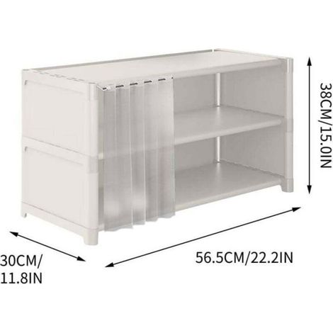 Banc à chaussures - ZOR - 3 niveaux - Rangement sous le lit - Autoportant - Tissus non tissés (1/2)