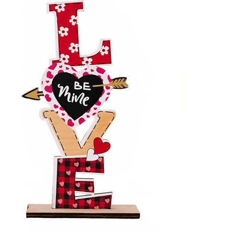 Panneau En Bois LOVE - Décoration De Table Pour Saint-Valentin - Thème Lettre D'amour - Pour Salon Chambre Ou Mariage - 1 Pièce (1/4)
