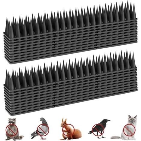 Pic Anti Pigeon 5.7M, Anti Pigeons pour Balcon, Pique Anti Pigeon Plastique, Anti Pigeon, Corbeaux, Chats, Moineaux, ect (20 PCS) Noir (1/4)