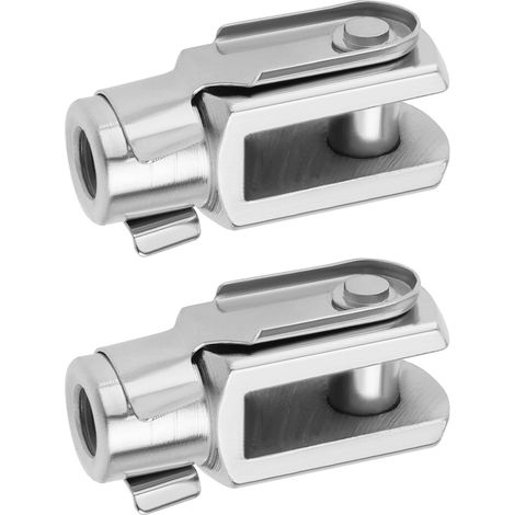 Lot de 2 embouts filetés M8 x 1,25 - 42 mm de long - Pour cylindre pneumatique - Embout de chape de fourche avec goupille à ressort - Connecteur Y en acier zingué pour équipement (1/5)