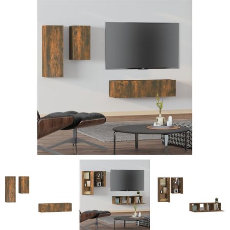 Räuchereiche - vidaXL 4-tlg. TV-Schrank-Set Räuchereiche Holzwerkstoff - Wohnzimmer (1/5)