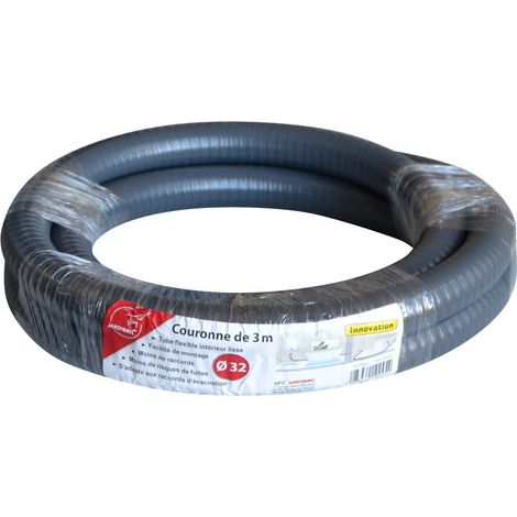 Jardibric – Tube d'évacuation PVC flexible Ø 32 mm – Longueur 3 mètres – Résistant à la corrosion et aux produits chimiques – Pour systèmes de drainage