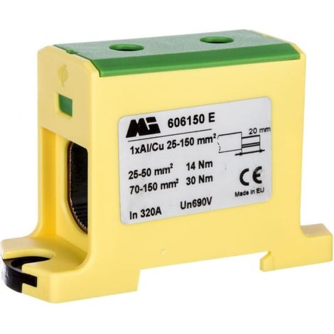 Eingleisiger Schienenverbinder 25–150 mm² gelbgrün Euro OTL 150 1xAl/Cu 606150 E