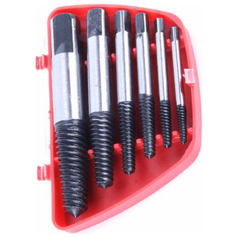 Set di 6 estrattori per viti in acciaio al carbonio – Per filettature dentellate e teste quadrate – Rimozione facile delle viti rotte