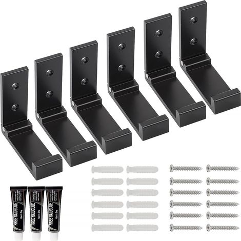 DOLASO 6 Stück Klapphaken, faltbare Aluminium-Wandhaken, Set faltbarer Kleiderhaken, für Kopfhörer, Mantel, Küche, Badezimmer, Schlafzimmer (schwarz) (1/5)