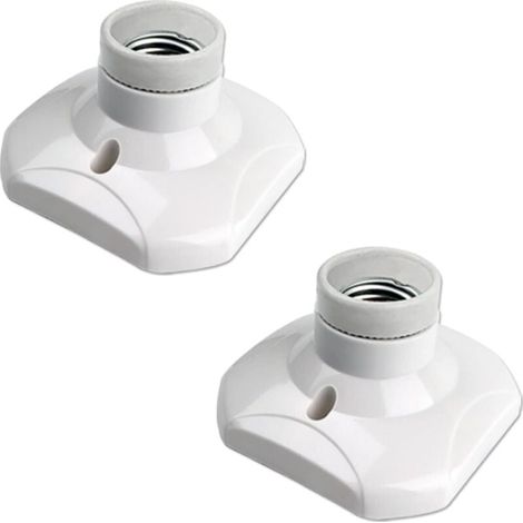 E27-Schraubfassung für Deckenleuchten (2er-Pack) für Wand- und LED-Lampen, 230 V Wechselstrom, Kunststoffsockel, geeignet für Garagen-/Werkstattdecken (1/4)