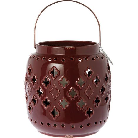 Grand porte bougie en céramique bordeaux (1/2)