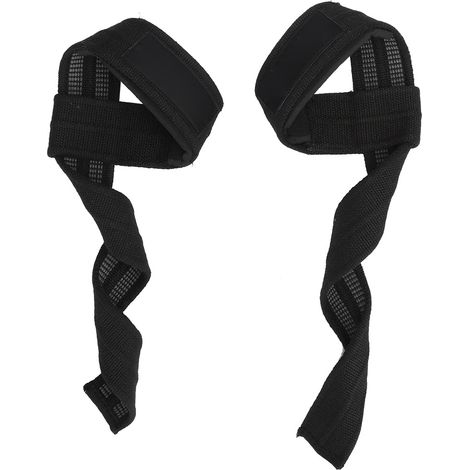 1 paire de sangles de musculation rembourrées avec support de poignet antidérapant pour haltérophilie et musculation (noir) (1/5)