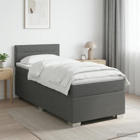 vidaXL Cama con Base Tapizada, Colchón y Luz LED Gris oscuro Tela (1/5)
