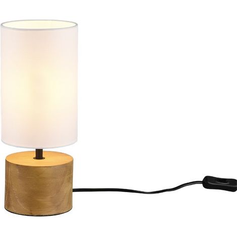 WODDY LAMPADA DA TAVOLO BASE CILINDRO LEGNO E PARALUME BIANCO H. 30CM X D. 12CM 1 LUCE ATTACCO E14 (1/3)