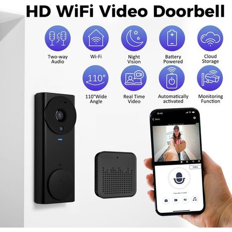 Timbre inalámbrico inteligente con control remoto HD para el hogar que activa el timbre con una larga vida útil.