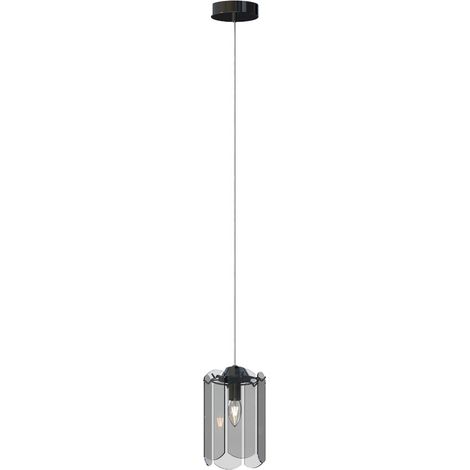 Suspension en verre fumé noir Zuma Line NIRA, 1x E14, design moderne (1/4)