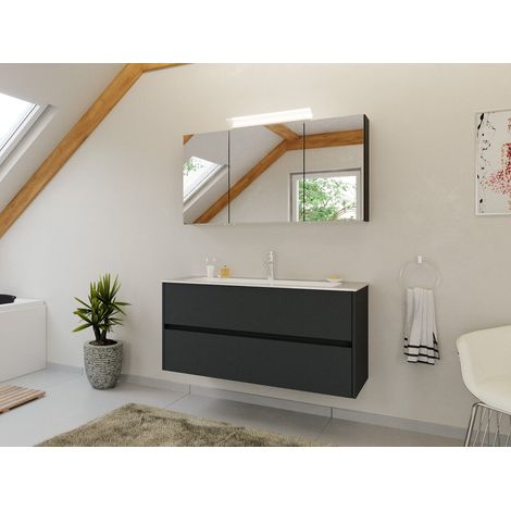 Badmöbel Set Taifun 2tlg. 120 cm mit Spiegelschrank Grafit (1/5)
