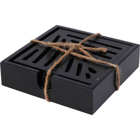 Set de 4 dessous de verres en bois noir (1/3)