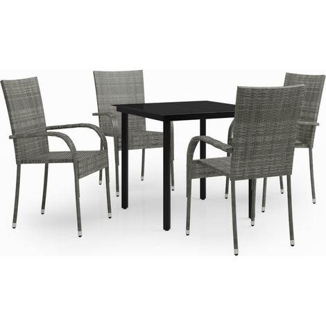 Maison Exclusive - Set Mobili da Pranzo per Giardino 5 pz Grigio e Nero