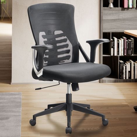 Fauteuil de bureau 65x65x94/104 cm en maille et tissu noir