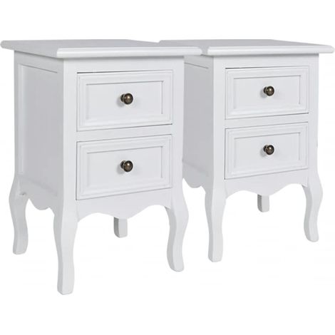 vidaXL Mesitas de noche con 2 cajones 2 unidades MDF blanca (1/2)