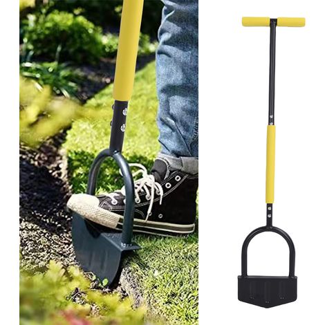Outil de jardinage avec poignée en T en acier inoxydable, bordureuse demi-lune pour jardin, parterre de fleurs, trottoir et allée (1/5)