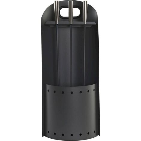 Set cheminée design acier inox noir pour décoration moderne - noir mat et acier inoxydable (1/5)