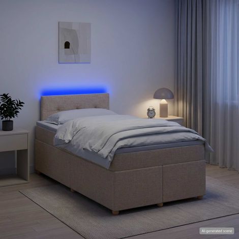 vidaXL Cama box spring con colchón Crema 120 x 200 cm Tela (1/5)