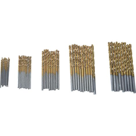 Coffret de 50 forets en acier rapide revêtus de titane, tailles 1/1,5/2/2,5/3 mm (1/5)