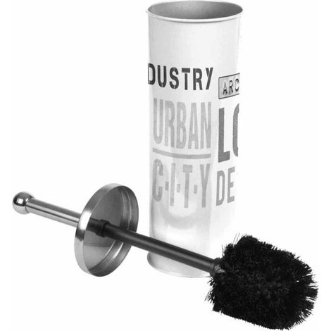 Brosse WC Imprimé "Urban Loft" 38cm Blanc