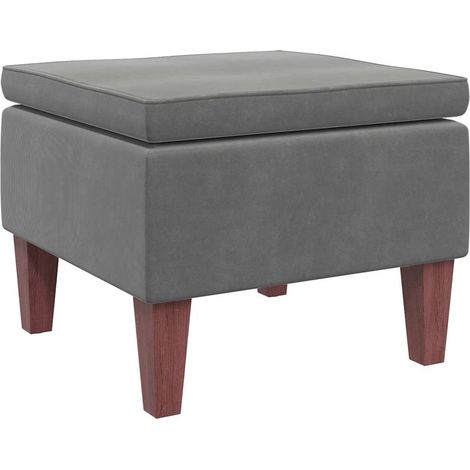 Tabouret,Repose-pied,Pouf avec pieds en bois Gris foncé Velours CFW892075 (1/4)
