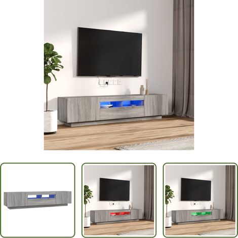 TV-Schrank - 2-tlg. TV-Schrank-Set LED-Leuchten Grau Sonoma Holzwerkstoff (1/5)