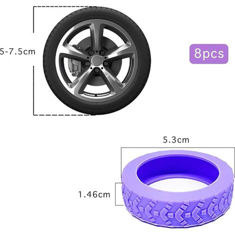 Set mit 8 Silikon-Rollenschonern für Gepäck – rutschfest und wasserdicht – für Bürostühle und die meisten 8-rädrigen Lenkrollen (schwarz, lila). (1/4)