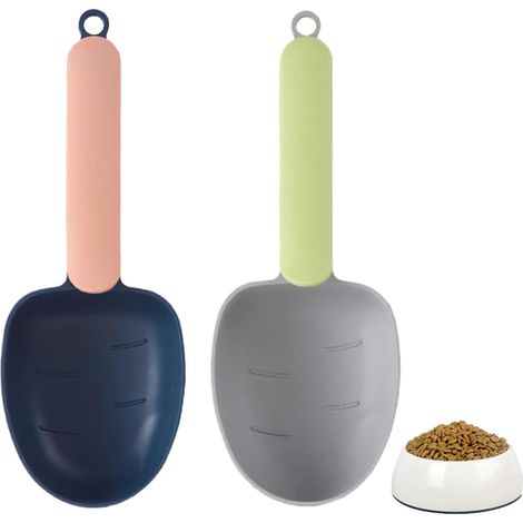 Set di cucchiai dosatori per cibo per animali, 2 cucchiai dosatori per gatti, adatti per criceti, conigli, cani e gatti, strumenti per la pulizia, blu + verde. (1/4)