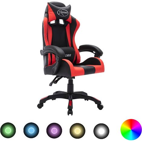 vidaXL Silla gaming con luces LED RGB cuero sintético rojo y negro (1/5)