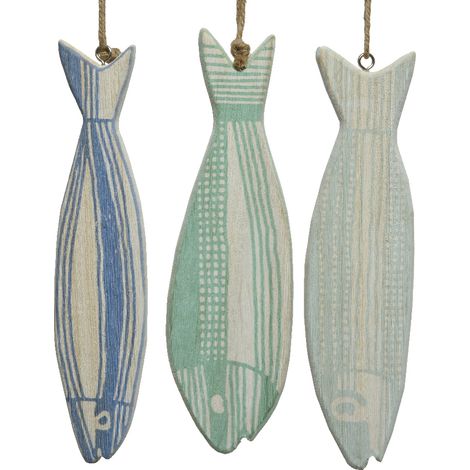 Decoro pesce in legno 1,5x8x h28 cm colori assortiti