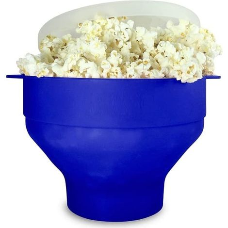 Bol à popcorn pliable en silicone bleu (1/5)