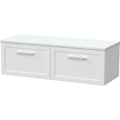 Stonnall Traditional Wall Hung 1 Drawer Vanity Unit with Laminate Worktop, 1200mm, Matt White (1/4)