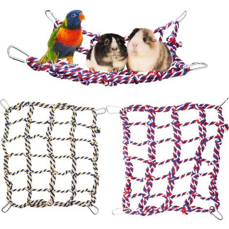 NTHProducts，Red de cuerda colorida para pájaros，Accesorios para jugar y trepar，2 piezas，Adecuada para animales pequeños，35,5 x 25,4 cm (1/5)