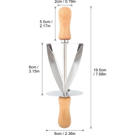 Roule-croissants - Outil de pâtisserie en acier inoxydable avec manche en bois (1/5)