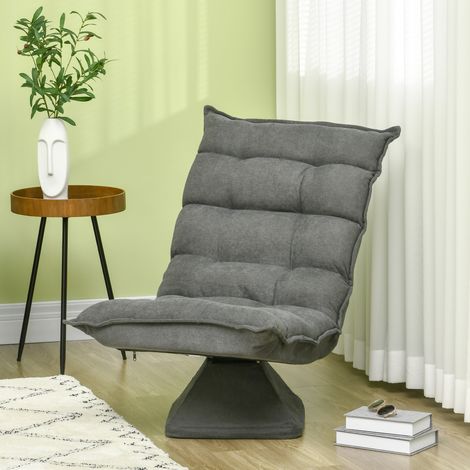 Sillón de suelo reclinable y giratorio 360°, respaldo ajustable hasta 120°, gris, DESVIAE (1/5)