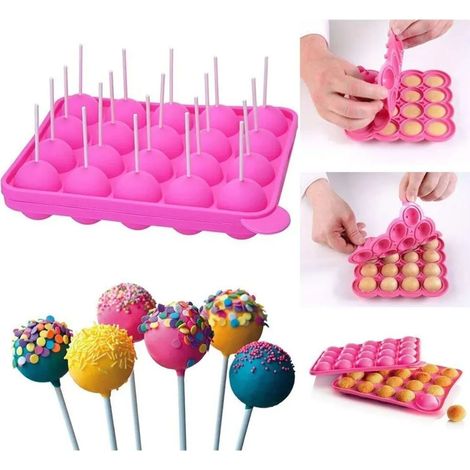 Silikon Cake Pop Backform, 20 Runde Gießform für Lollipops