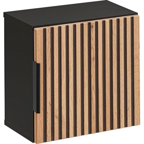 Meuble de salle de bain à suspendre XILO NOIR CHÊNE 35/35 cm - style industriel (1/5)