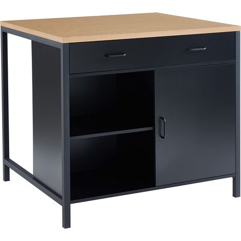 BAÏTA Ilot Central Ginger Nero e Effetto Rovere, 100 cm (1/4)