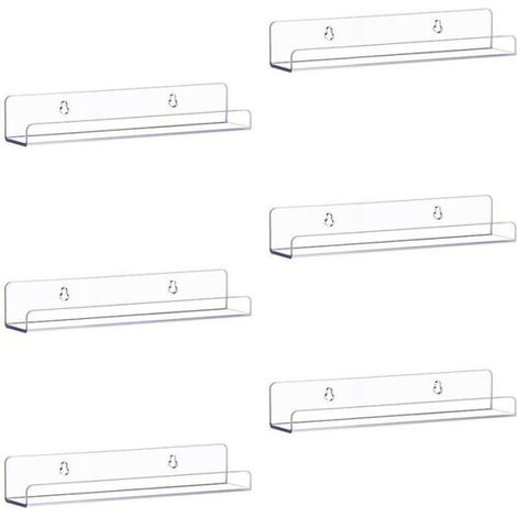 Lot de 6 Support mural, Acrylique transparent, 17,8 cm, Pour disque vinyle, Salon bureau
