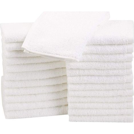 Basics Lot de 24 petites serviettes en coton 30 x 30 cm Blanc 40g