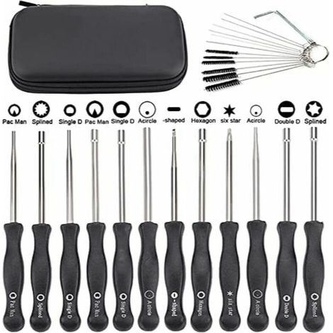 Lot de 12 tournevis pour ajuster les carburateurs des petits moteurs Echo et STIHL, avec brosse et kit d'outils de nettoyage. (1/4)