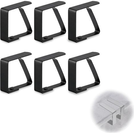 Pince Nappe Table 6 pièces en Acier Inoxydable 7 cm - Pinces pour Nappe de Table Robustes et élégantes pour Table à Manger, Pique-Nique, fête, Mariage et événements spéciaux (Noir) (1/5)