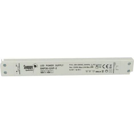 Alimentatore Ultra Slim Sottile 30W 12V Snappy SNP30-12VF-2 Trasformatore CV Per Striscia Led Profili Alluminio