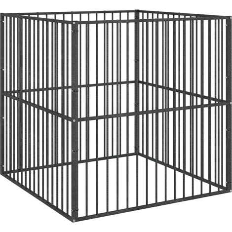 Maison Exclusive - Box per Cani 4 Pannelli Nero Acciaio Zincato