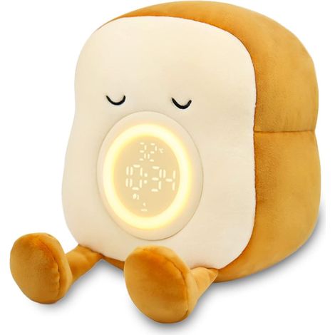 Réveil adorable pour enfants, réveil mignon pour filles en forme de toast, réveil éducatif avec support pour téléphone, veilleuse pour enfants rechargeable et à luminosité réglable (1/5)
