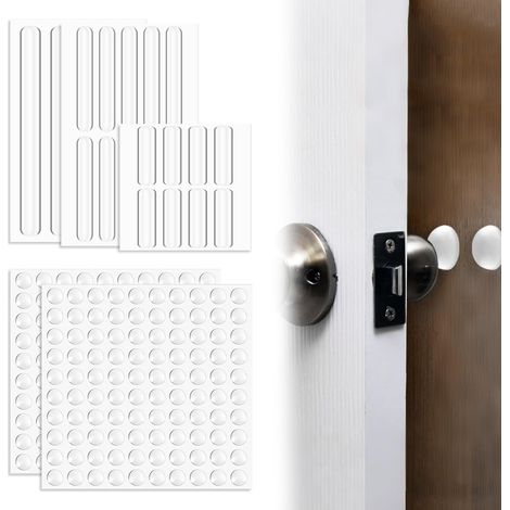 222 Pieces Transparent Silicone Door Stopper Shock Absorbing Door Muffler Door Buffer Sticker for Furniture, Doors and Cabinets (200 Round and 22 Strips) (1/5)